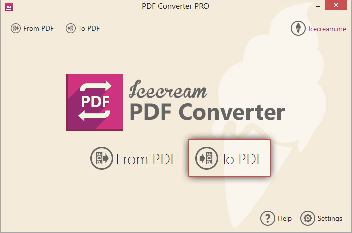 Select the To PDF conversion mode