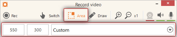 Customize the recording area