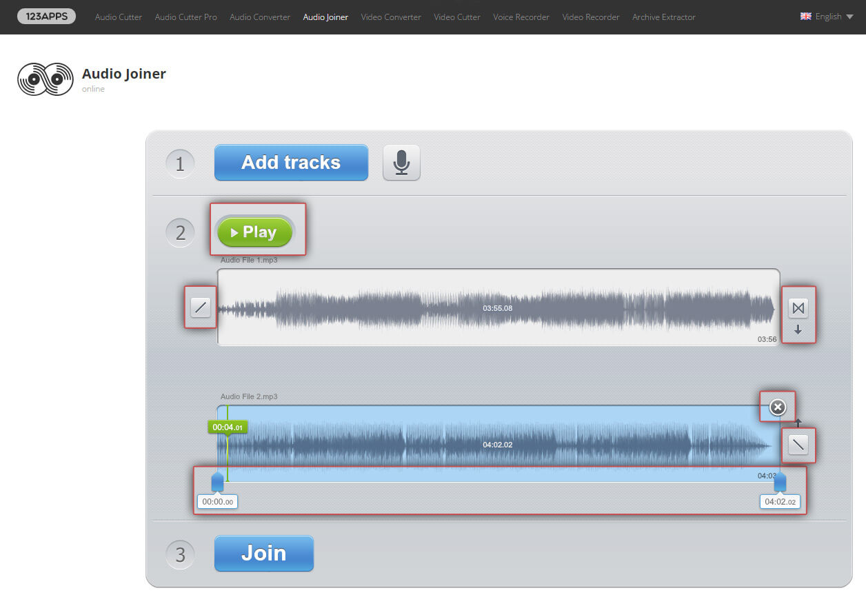 Audio Joiner: Customize the audio files