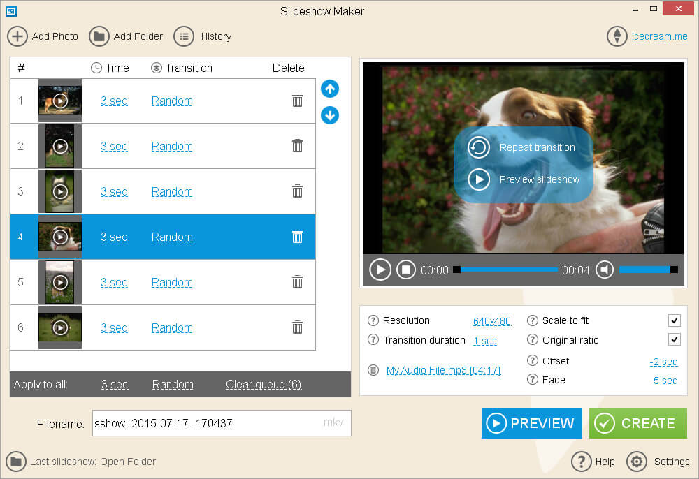 Make a Slideshow with Music: Customize the settings