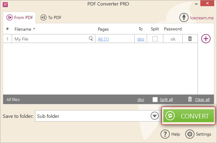 Start PDF to Word conversion