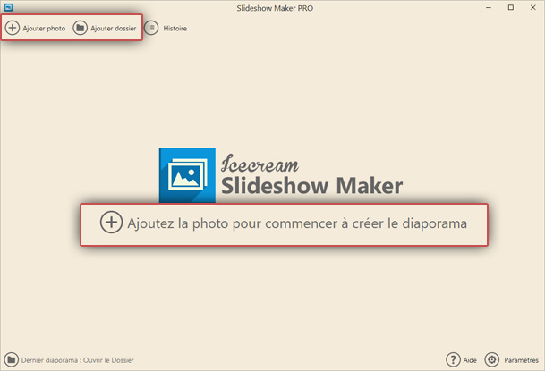 Ajoutez photo au logiciel diaporama Windows