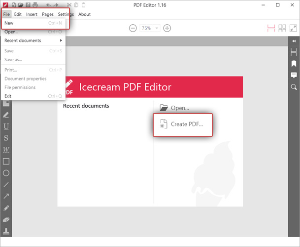 Создайте PDF с помощью Icecream PDF Editor