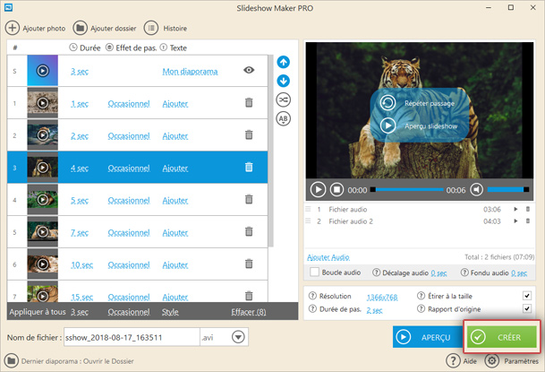 Créer un diaporama