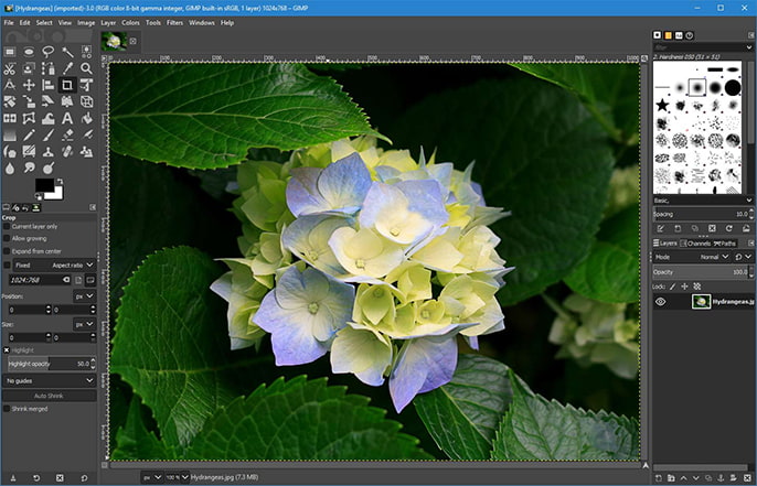 GIMP open source graphic editor