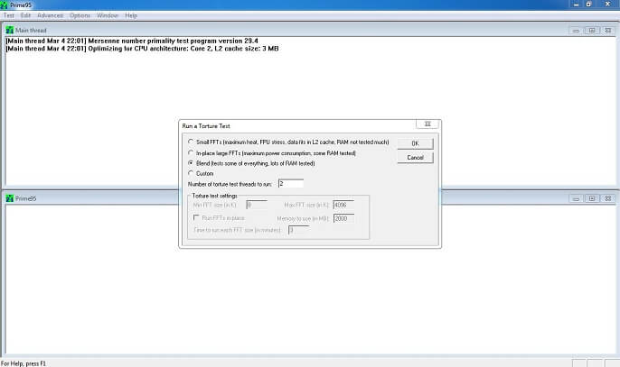 CPU stability test with Prime95