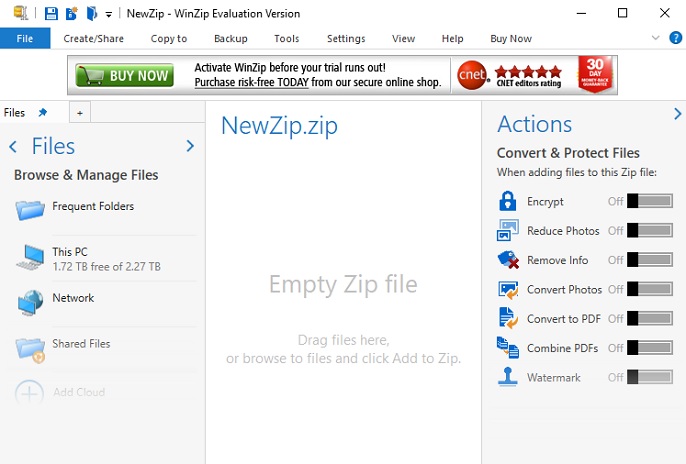 WinZip file compression software