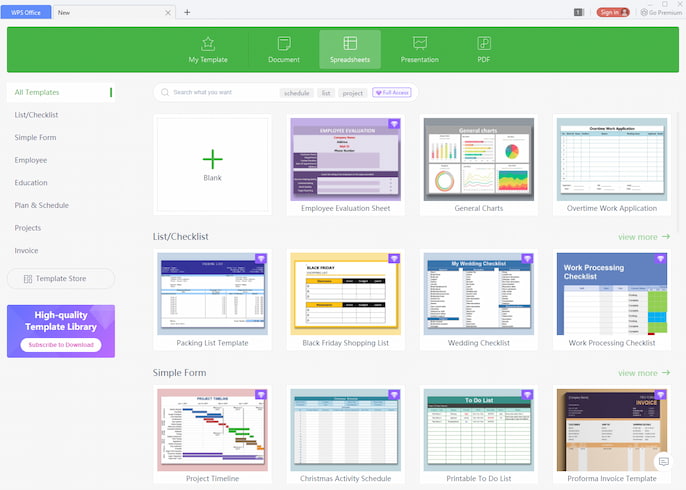 WPS Office Spreadsheets