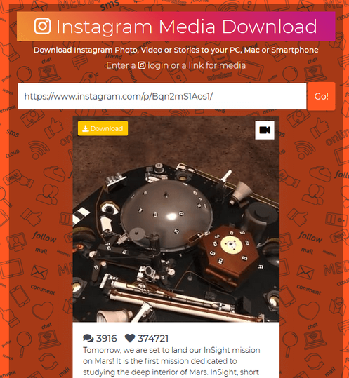 Download videos from Instagram on a PC: Step 2