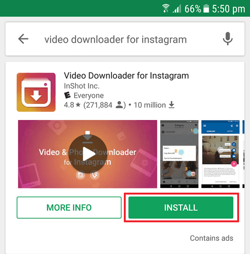 Download Instagram Videos on Android: Step 2