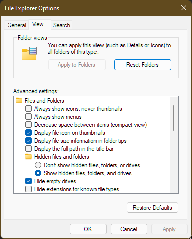 How to show hidden files Step 2