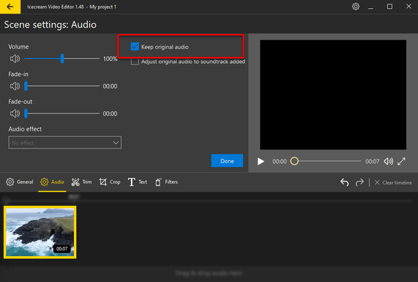 Keep original audio option